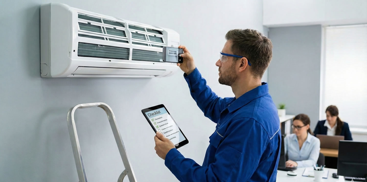 Técnico fazendo vistoria